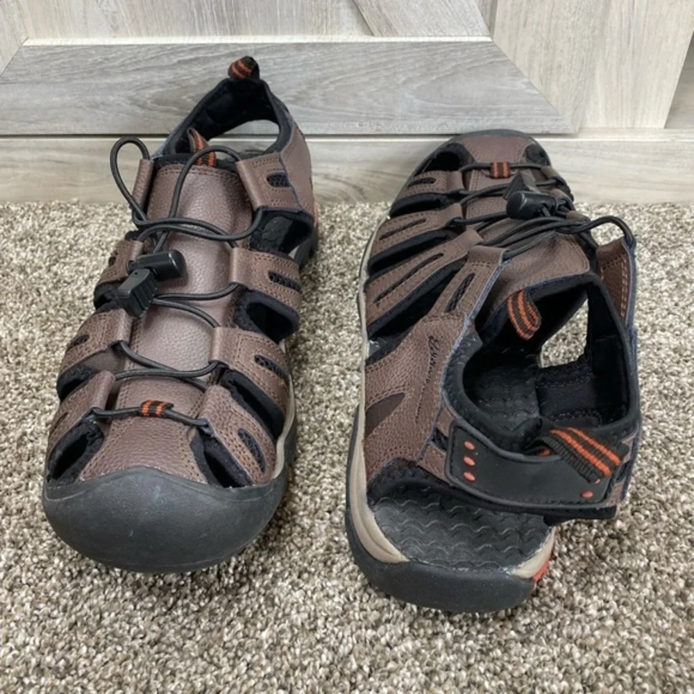 Eddie Bauer Men's Sandals Bump Toe Leather Troy Brown Outdoor Sport US 9
